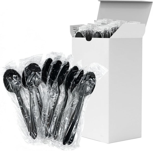 PSPIKXEG Plastic Spoons Individually Wrapped, Heavy Duty Disposable Spoons Bulk - Ideal for