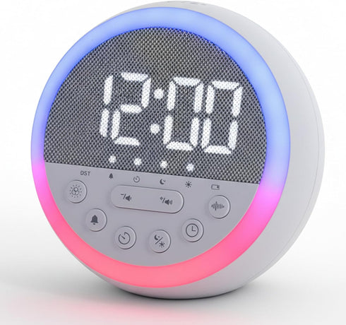 Sunrise Alarm Clock and Sound Machine Nightlight Adjustable Brightness, Rechargeable Wake Up