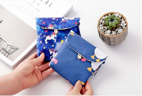 Tiger007 4 5.1 5.1 inch Pcs Cute Cotton Sanitary Napkins Bag, Menstrual Cup Pouch, Nursing Pad Holder, x Washable
