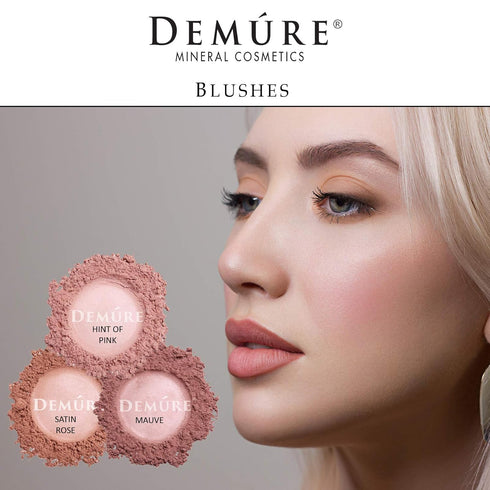 Demure Mineral Blush Makeup - Hint of Pink Loose Powder, Natural Makeup, Professional, Cruelty Free Blush Powder.