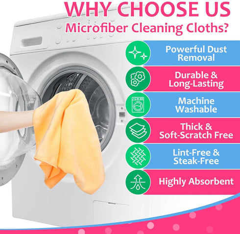 3 Pcs Extra Large Microfiber Cleaning Cloth, 30" x 20" Washable Reusable Streak Free Towel (Pink, Yellow, Light Blue)