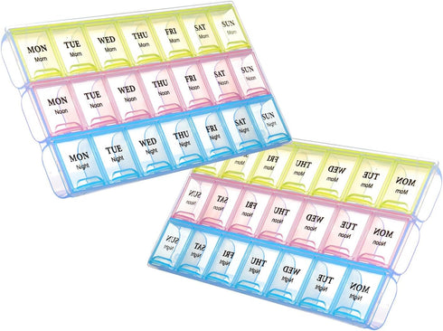 JedJadr 7 Day Pill Organizer 3 Times a Day, Morning noon and Night