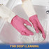 BOOMJOY 2 Pairs Heavy Duty Latex Cleaning Gloves, Reusable Medium Gloves for Kitchen, Bathroom, Gardening, Green & Pink