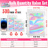 Funfery 300 Pack 3 Size Mylar Holographic Bags with Clear Window,Resealable Bags Smell Proof Bags Zipper Foil Bags Packaging Pouch for Food Storage,Sample,Small Business(White,3x4.7,4x6,4.7x7.9in)