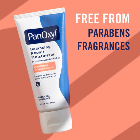 PanOxyl PM Balancing Repair Moisturizer, Hydrating Face Moisturizer with Niacinamide, Ceramides, 3 oz for Acne Prone