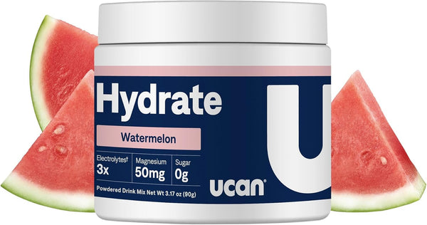 UCAN Hydrate Electrolyte Drink Mix Watermelon Flavor, 30 Servings, Sugar-Free, Keto-Friendly, Vegan