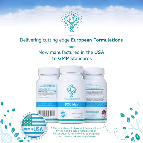 PQQ Max 20mg 60 Capsules - Pyrroloquinoline Quinone Cellular Rejuvenator, Powerful Antioxidant for Heart Health