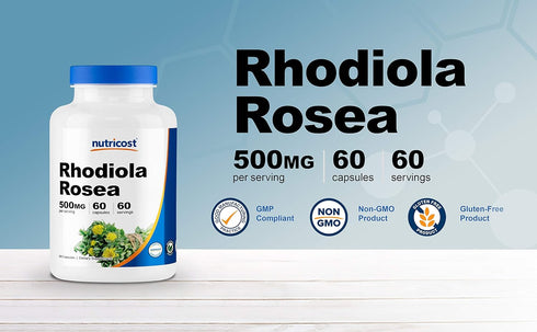 Nutricost Rhodiola Rosea 500mg, 60 Vegetarian Capsules, Gluten Free Non-GMO Supplement