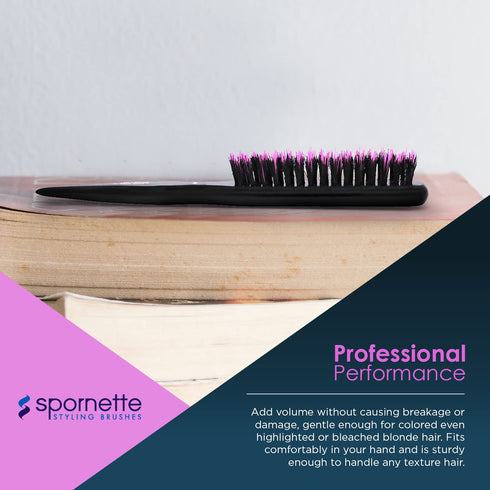 Spornette Boar Bristle Hair Brush, Little Wonder Teasing Brush for Volume (Pink)
