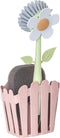 Vigar Florganic 3-Piece Sink Caddy Set, Eco-Friendly Daisy-Shaped Dish Brush, Sponge & Holder with Suction Cup (Pink)