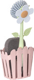 Vigar Florganic 3-Piece Sink Caddy Set, Eco-Friendly Daisy-Shaped Dish Brush, Sponge & Holder with Suction Cup (Pink)