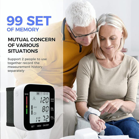 MMIZOO 5.31-7.68 inch 99x2 Sets Wrist Blood Pressure Monitor Bp Monitor Large LCD Display Blood Pressure Machine