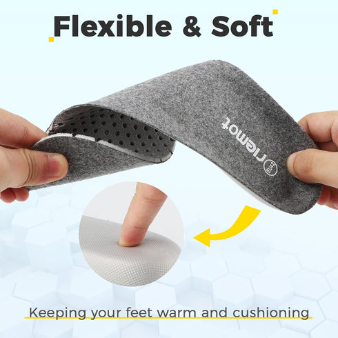 US9/ EU40 riemot Merino Wool Insoles for Women Breathable Honeycomb Shoe Inserts Comfortable Cushioning Replacement