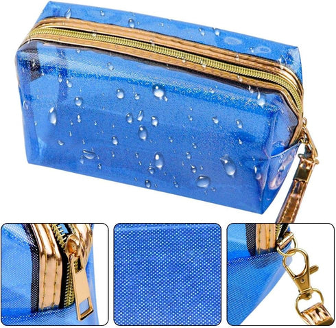 Meetory 5 Pack Waterproof Cosmetic Bag, Portable Translucent Zippered Travel Toiletry Pouch for Organizing
