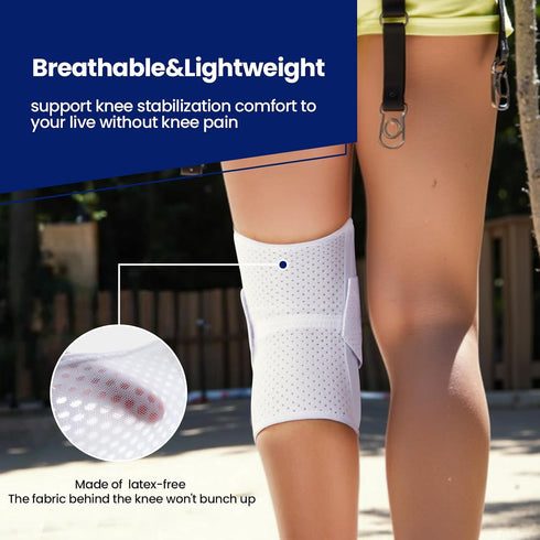 JOMVD Knee Brace for Meniscus Tear, Knee Pain, Adjustable Breathable Knee Support with Side Stabilizers for Knee Pain