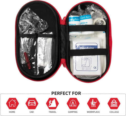 First Aid Kit - Upgraded Waterproof Pill Case with 180 Pcs Emergency Care Supplies, Small Sized for Car, Home, Travel,