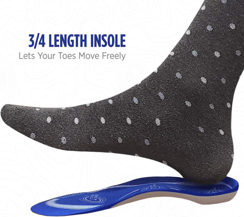 Comfort Zone Tri-Balance Gel Orthotic Insoles for Men, 3/4 Length Inserts for Men‘s Shoe Sizes 8-12