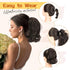KooKaStyle Ponytail Extension, 10" Short Claw Clip in Curly Wavy Synthetic Ponytail Hair Pieces, Dark Brown