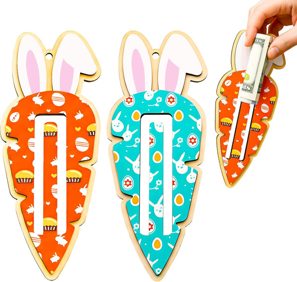 LINHARA Set of 2 Easter Money Holders for Cash, Bunny & Carrot
