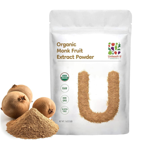 UNLEASH'D ORGANIC Unleashd Organic Monk Fruit Powder 16 oz 100% Pure Monk Fruit |