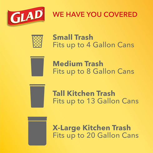 Glad 8 Gallon Medium Kitchen Drawstring Trash Bags, 80 Count White Mini Trash Bags, Fresh Clean Scent