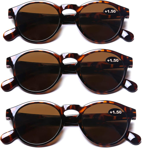 AQWANO 3 Pack Bifocal Reading Sunglasses, Fashion Bifocal Sun Readers for Women Men, 1.0