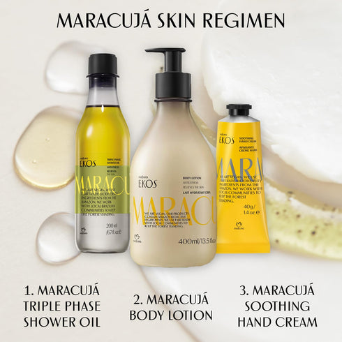 NATURA - Ekos Maracujá Triple Phase Shower Oil, Calming In-Shower or Bath Oil, Vegan Skin Care, 6.7 fl oz