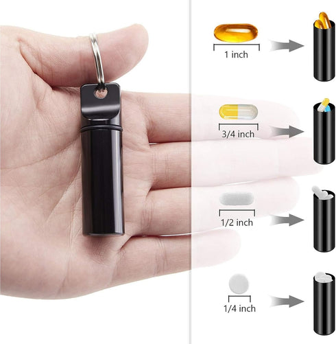 2 Pack Small Pocket Pill Box Keychain, Portable Mini Aluminium Pill Organizer Case for Outdoor Camping Travel
