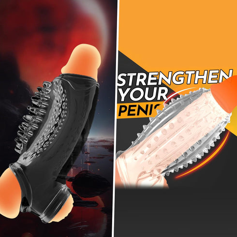 ReptiLeisure 2 Penis Sleeves Reusable Cock Rings, Pcs Cock Sleeves Enlarger Penis Extender Delay Ejaculation Male Sex