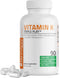 Bronson Vitamin K Triple Play | Full Spectrum Complex Vitamin K Supplement (K2 MK7, K2 MK4, K1) | 90 Capsules