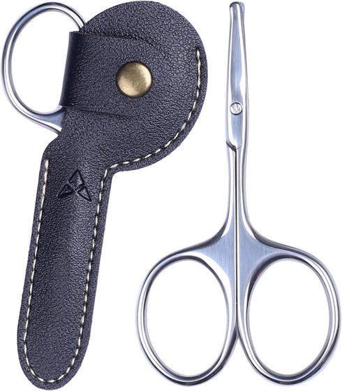 PROFESSIONAL Nose Hair Small Scissors with Leather Case (Black)