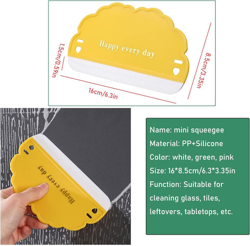 NentMent 3 Pack Countertop Shower Squeegee Bathroom Glass Door Cleaning Scraper with Soft Rubber Water Blade Wiper