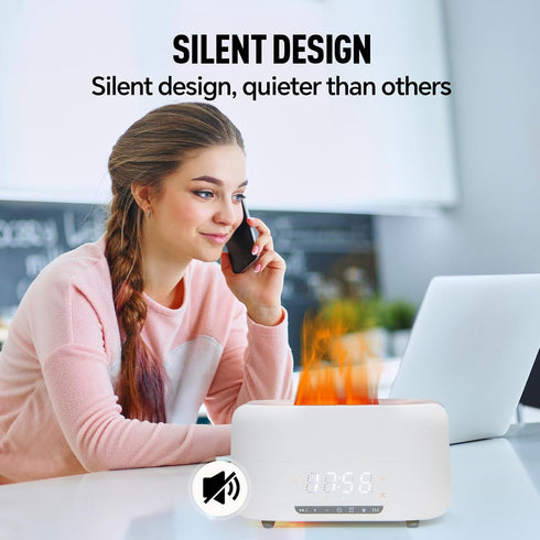KSTPGRZK 400mL, 5-in-1 Aroma Essential Oil Diffuser & Humidifier Flame Effect Ultrasonic Diffuser with Bluetooth