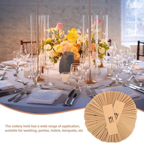 100pcs Brown Kraft Paper Bags, Disposable Silverware Flatware Sleeves for Kitchen Cutlery Utensils Holder, Christmas