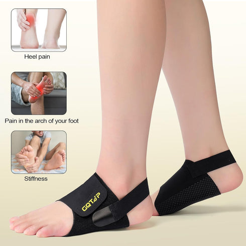 Arch Support Inserts for Plantar Fasciitis Relief, Adjustable Bands with Built-in Orthotics, Foot Arch Support with Gel