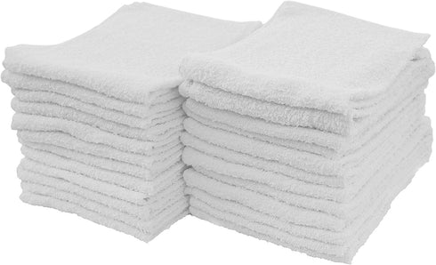 S&T INC. Multipurpose Cotton Terry Cleaning Towels, 14 Inch x 17 Inch, White, 24 Pack for Home & Automotive