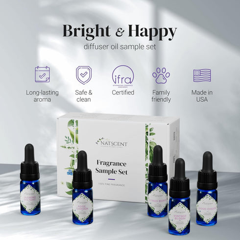 Set, Set: 5 0.33oz Fragrance Oil Bright & Happy Fragrance Oils for Diffusers for Home, Hotel Collection Diffuser Oil