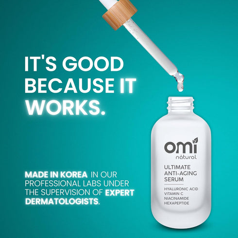 OMI Natural Korean Premium Serum, 2% Hyaluronic Acid, 10% Niacinamide, 15% Vitamin C, 1.69 fl oz