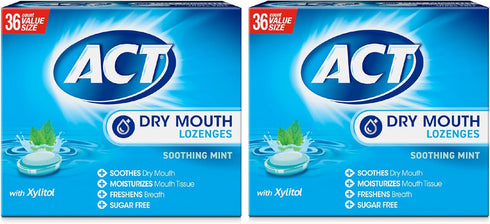 ACT Dry Mouth Lozenges with Xylitol, Soothes, Moisturizes & Freshens, Soothing Mint,
