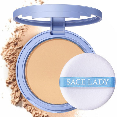 SACE LADY Face Pressed Powder Set, 0.35oz (#02), Controls Shine, Smooths Fine Lines, Long Lasting, Cruelty-free