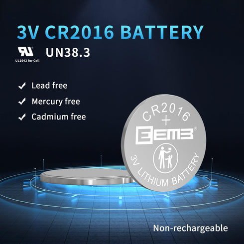EEMB 10-Pack CR2016 Battery - 3V Lithium Button Coin Batteries for Watches, Calculators, Toys, LED Lights
