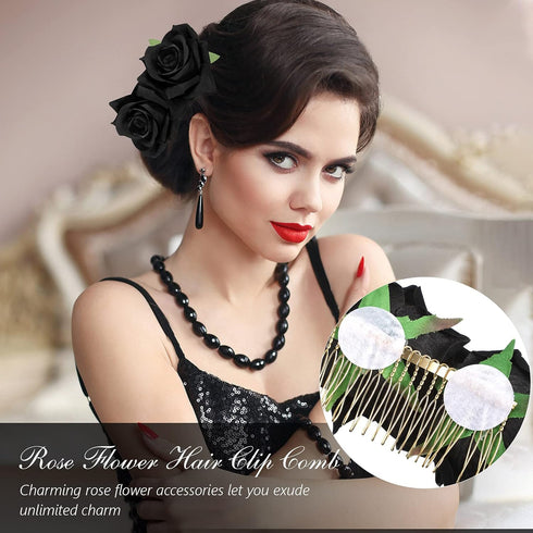 Waydress 12 Pieces Rose Flower Hair Clip Brooch Floral Clips Mexican Hair Pins Accessories for Women Mother Bridal