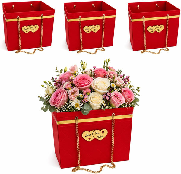 Toni Crafty floral bags 4 pcs red, flower boxes for arrangements, Hand bag with