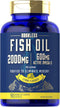 Carlyle Fish Oil 2000mg - 600mg Omega 3 with EPA & DHA, 90 Odorless Softgels, Lemon Flavored Supplement, Non-GMO &