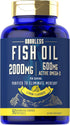Carlyle Fish Oil 2000mg - 600mg Omega 3 with EPA & DHA, 90 Odorless Softgels, Lemon Flavored Supplement, Non-GMO &