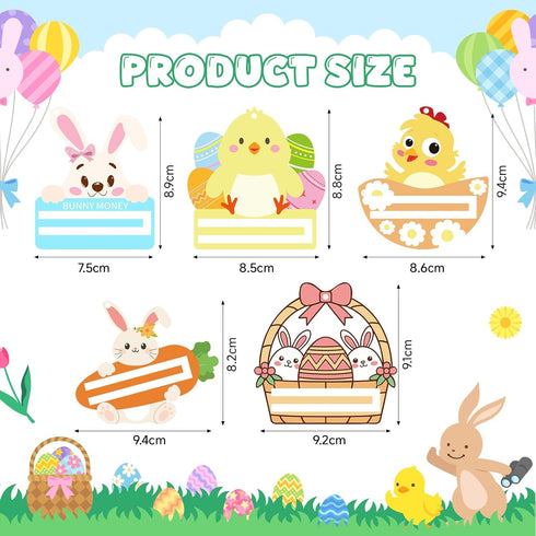 Set 10 of Wooden Easter Bunny Cash & Gift Card Holders - Perfect for Baskets
