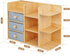 Makeup Organizer Countertop, Elegant Bamboo Cosmetic Skincare Organizers with 3 Makeup Brush Holders, 3 Drawers