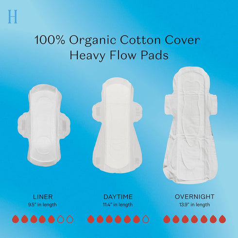 The Honey Pot Company Herbal Pads for Women - Heavy Flow Overnight Pads with Wings, Organic Cotton Cover (16 ct)