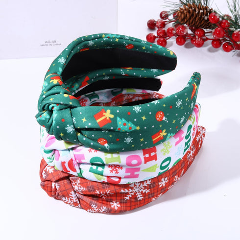 NVENF Festive Holiday Headband for Women, Halloween Christmas Thanksgiving New Year Knotted Hair Accessories