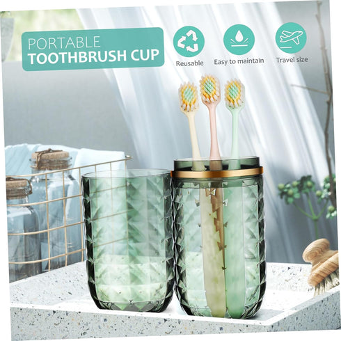 Ipetboom Travel Toothbrush Cup Holder with Dual Function Portable Toothbrush Case Mouthwash Cup for Hotel Camping